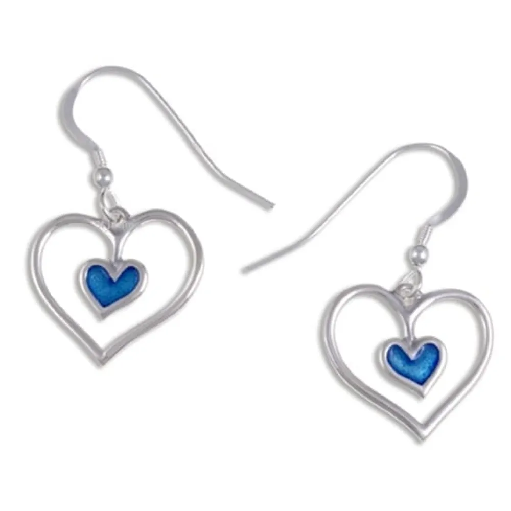 St Justin Earrings|Blue Heart Earrings