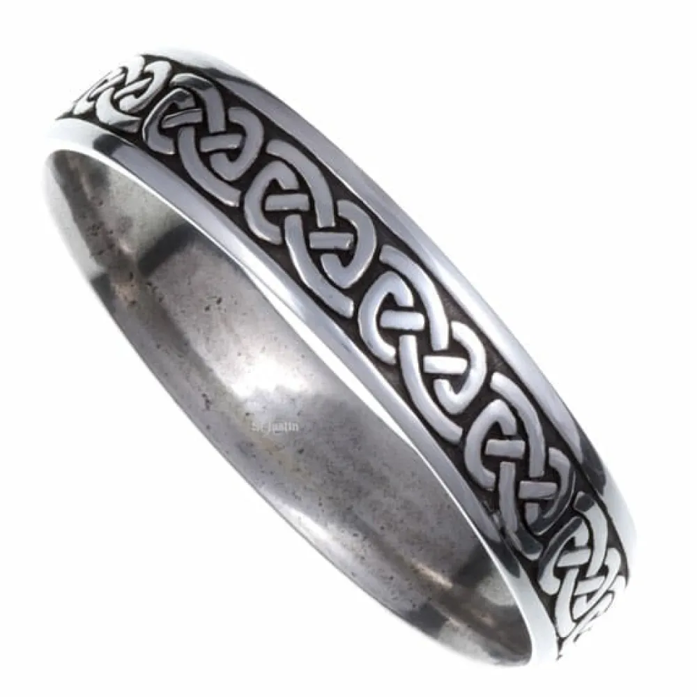 St Justin Pewter Gifts & Jewelry|St. Justin Celtic Knotwork Bangle, Large