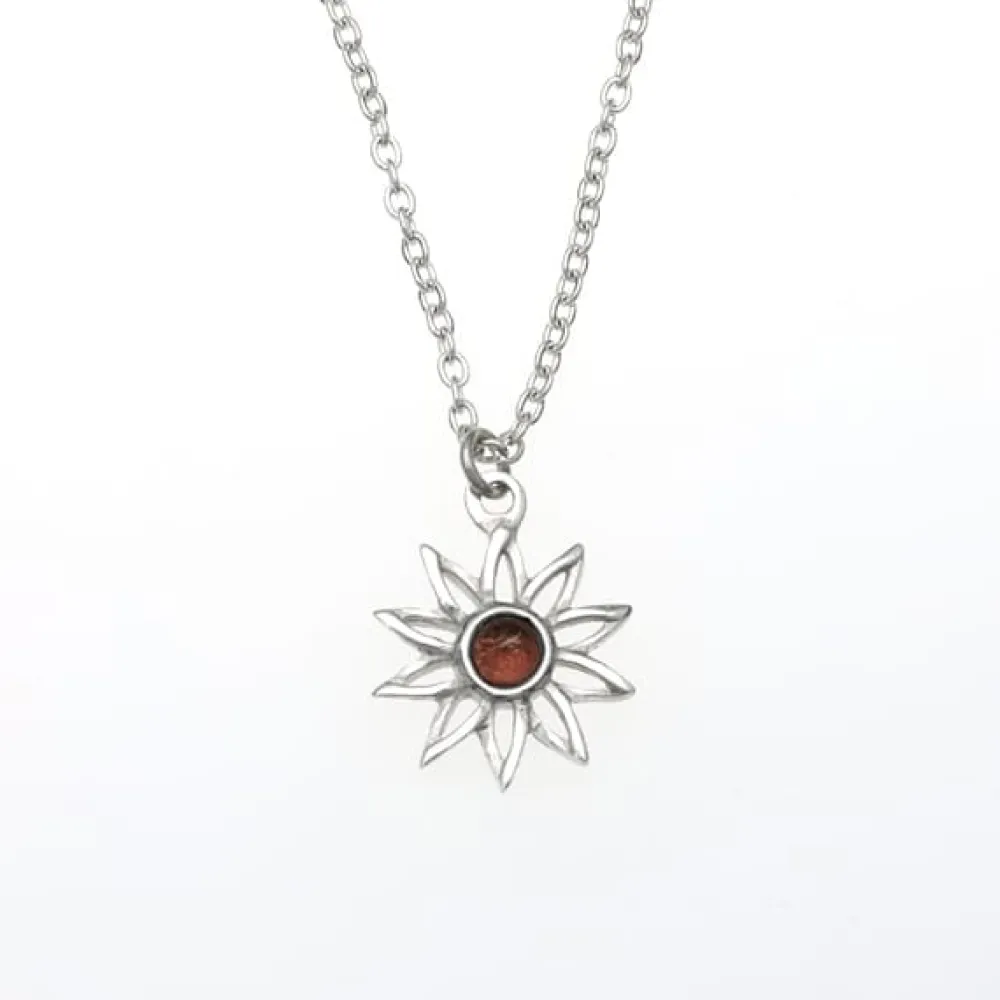 St Justin Necklaces & Pendants|Pewter Gifts & Jewelry|Sunflower Amber Pendant Necklace