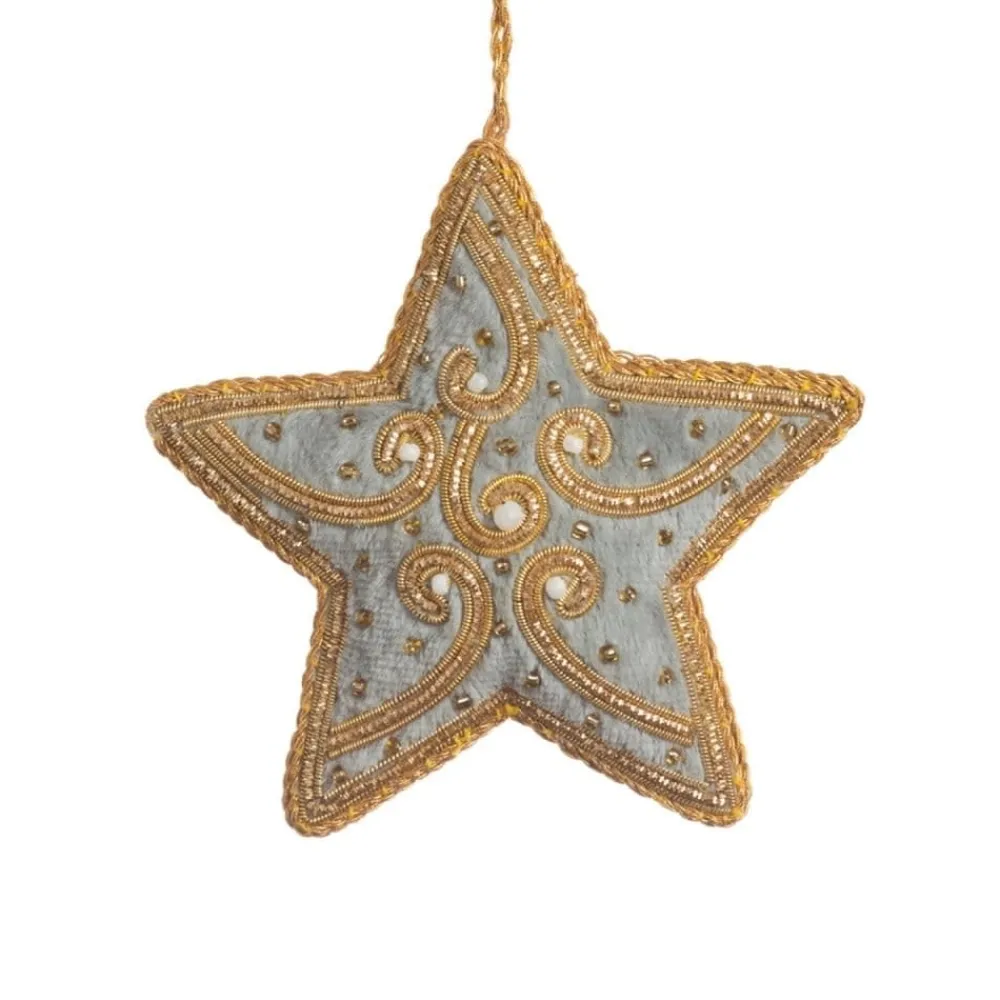 St. Nicolas St. Nicolas Ornaments|Smokey Grey Beaded Star Ornament