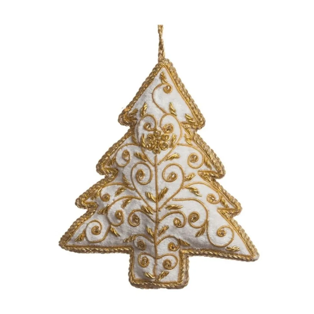 St. Nicolas St. Nicolas Ornaments|White Velvet Floral Christmas Tree Ornament