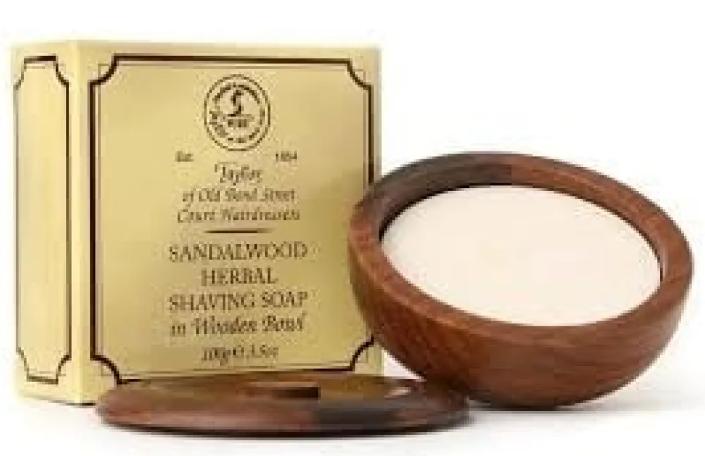 Taylor of Old Bond Street Shaving Soaps & Cream|Sandalwood Shaving Soap in Wooden Bowl