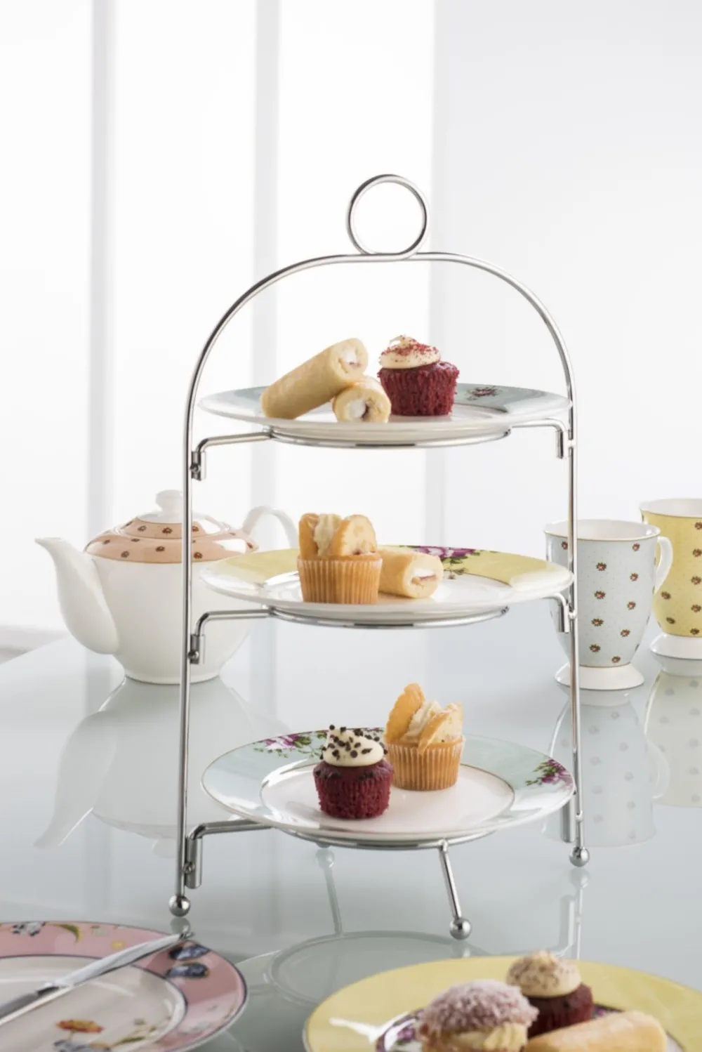 Serving Plates|Three Tier Metal Plate Stand