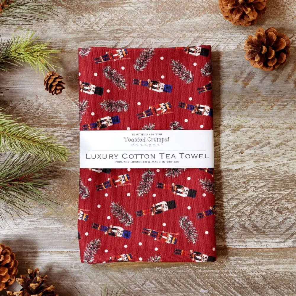 Toasted Crumpet Tea Towels|Nutcracker Tea Towel (Red)