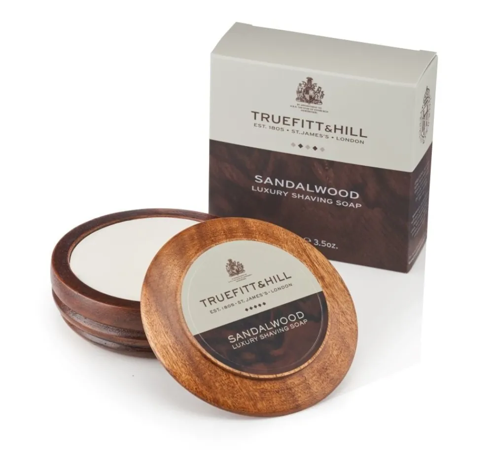 Truefitt & Hill Shaving Soaps & Cream|Sandalwood Luxury Shaving Soap in Wooden Bowl