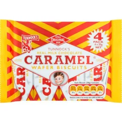 Biscuits|Tunnock's Milk Chocolate & Caramel Wafer Biscuits 4pk