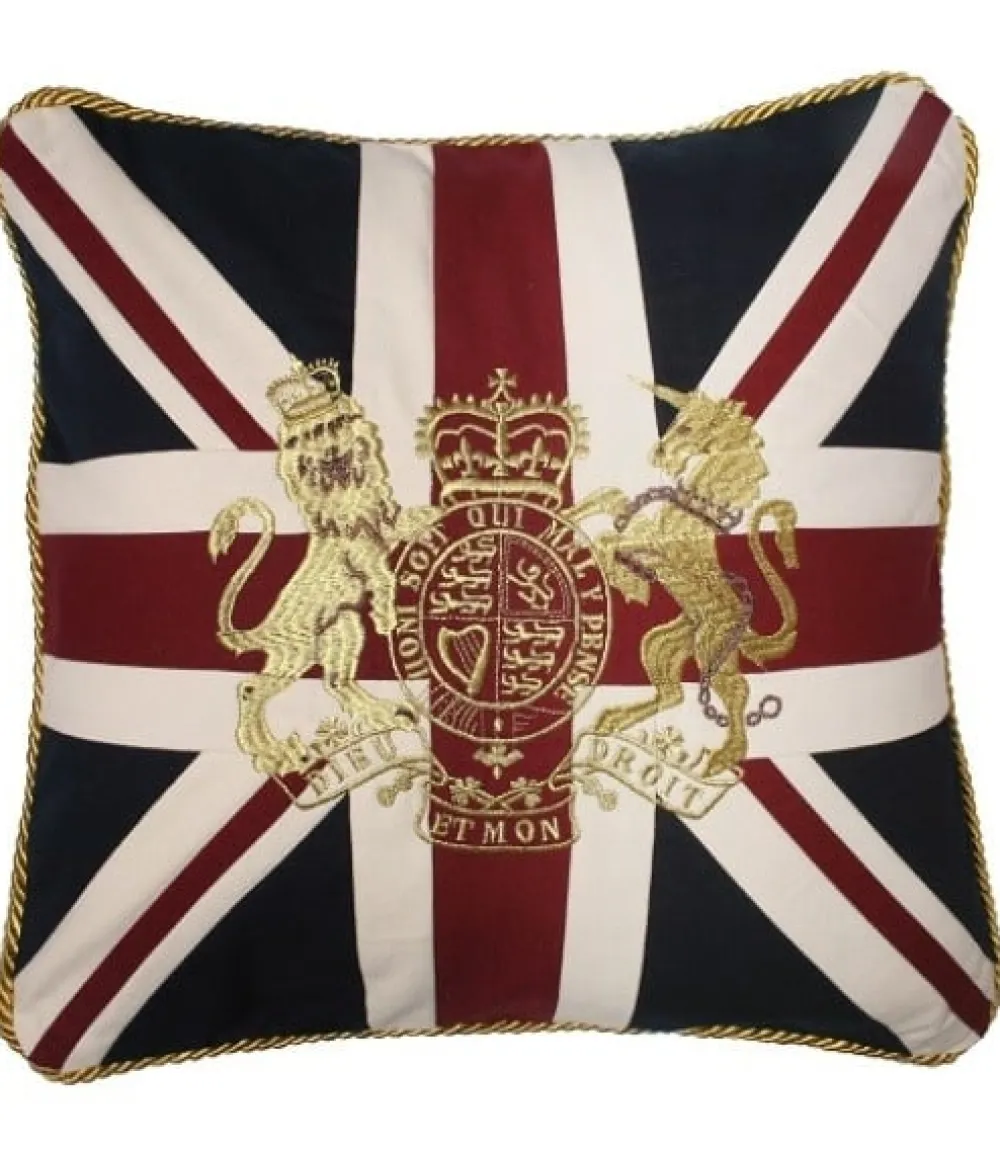 Throws & Pillows|Union Jack Royal Coat of Arms Crest 18" Square Pillow