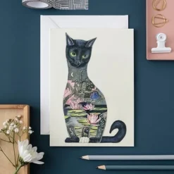 Greeting Cards|Watercolor Black Cat Greeting Card