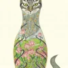 Greeting Cards|Watercolor Cat in a Rose Garden Greeting Card