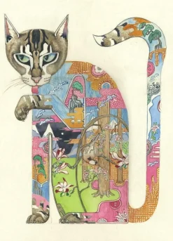 Greeting Cards|Watercolor Cat Licking Its Paw Greeting Card