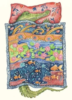 Greeting Cards|Watercolor Crocodile Asleep Greeting Card