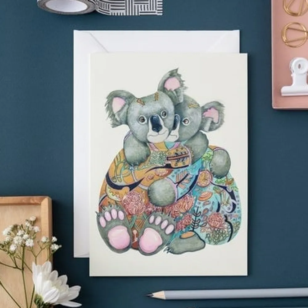 Greeting Cards|Watercolor Cuddling Koalas Greeting Card