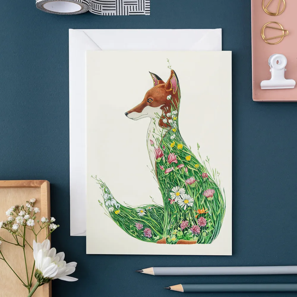 Greeting Cards|Watercolor Fox in a Meadow Greeting Card