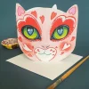 Greeting Cards|Watercolor Love Cat Face Die Cut Greeting Card