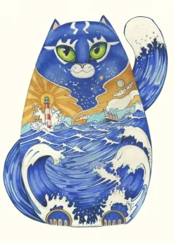 Greeting Cards|Watercolor Ships Cat Greeting Card