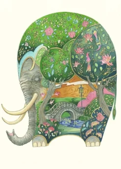 Greeting Cards|Watercolor Sleeping Elephant Greeting Card