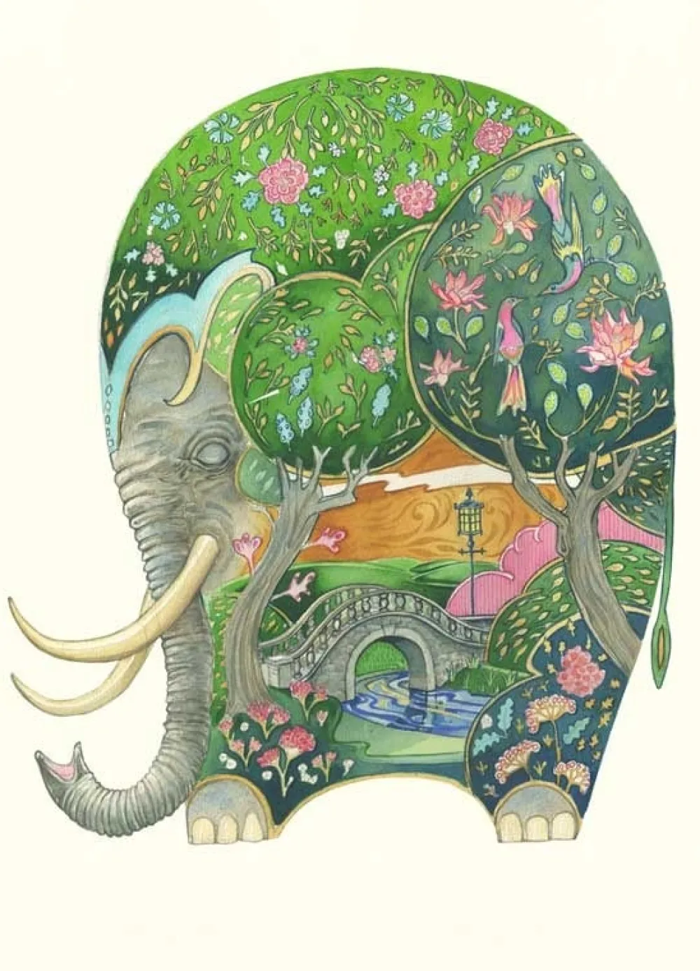 Greeting Cards|Watercolor Sleeping Elephant Greeting Card