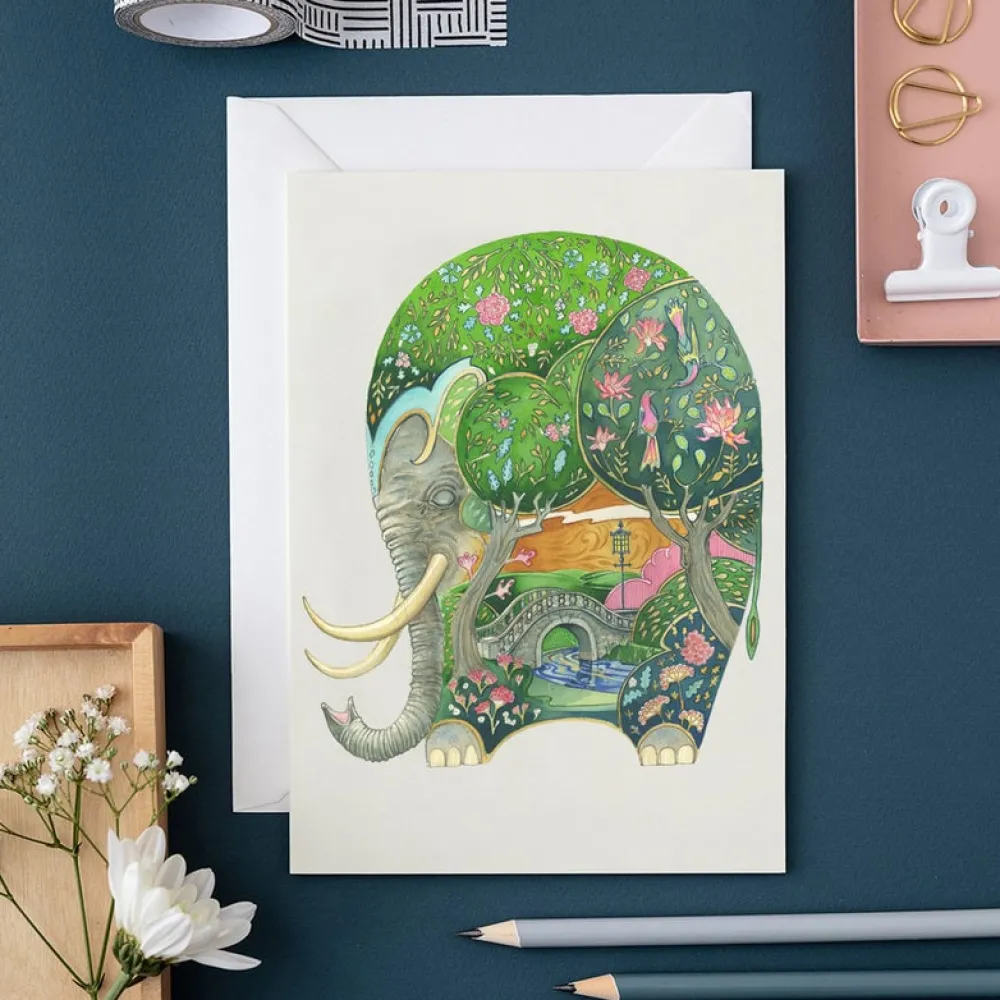 Greeting Cards|Watercolor Sleeping Elephant Greeting Card
