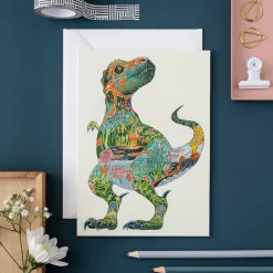 Greeting Cards|Watercolor Tyrannosaurus Rex Greeting Card