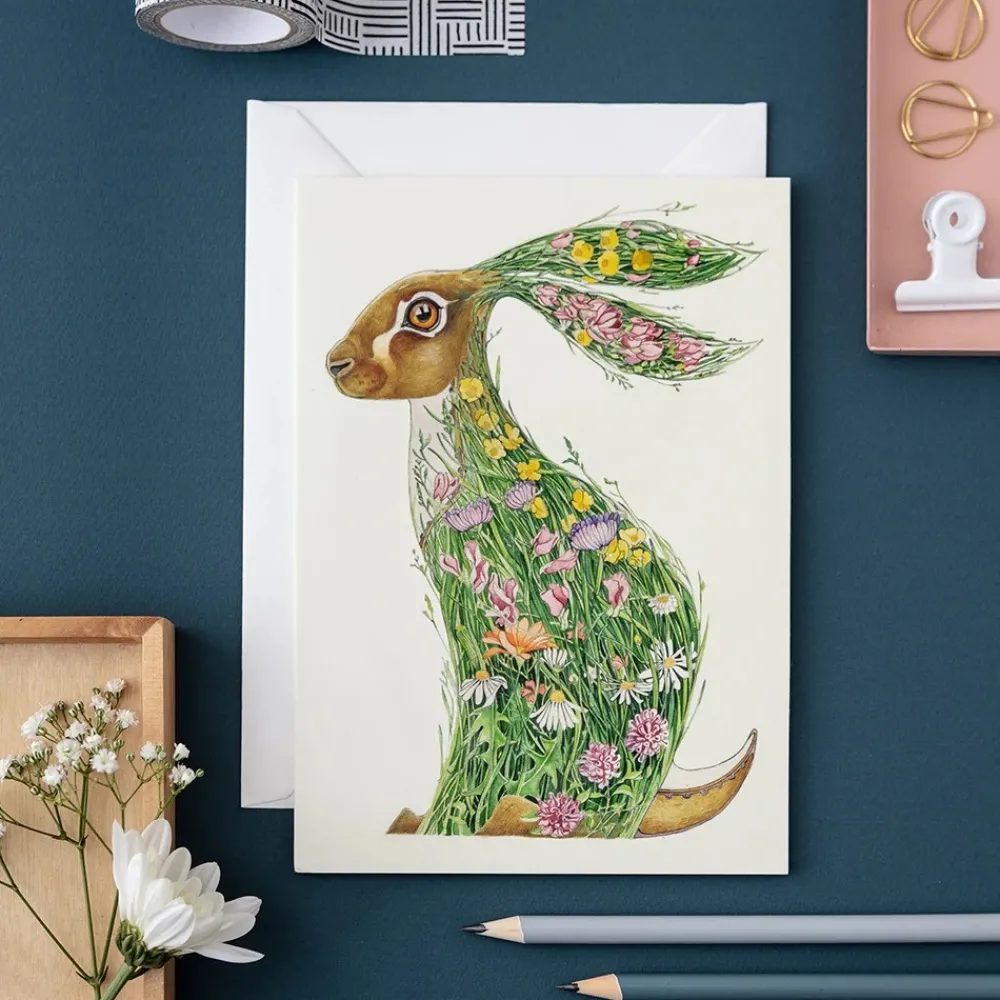 Greeting Cards|Watercolour Hare in a Meadow Greeting Card