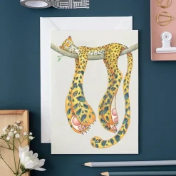 Greeting Cards|Watercolour Leopard Asleep Greeting Card