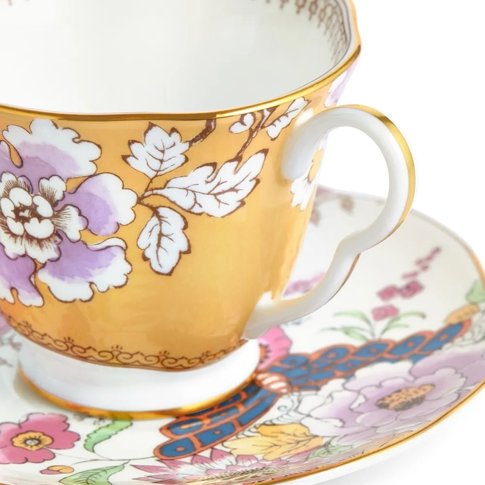 Wedgwood Teacups & Saucers|Butterfly Bloom Yellow Floral Bouquet Teacup & Saucer