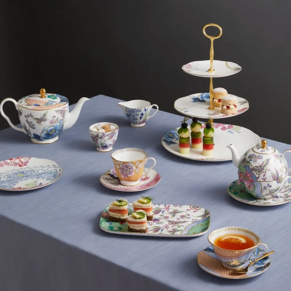 Wedgwood Teacups & Saucers|Butterfly Bloom Yellow Floral Bouquet Teacup & Saucer