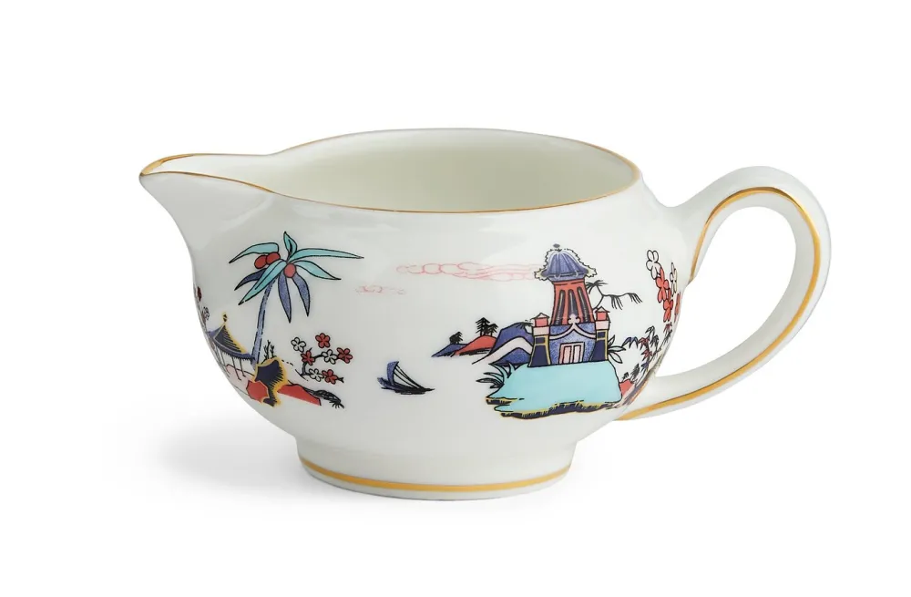 Wedgwood Tea Sets|Teapots|Wonderlust Blue Pagoda 3 Piece Set Boxed (Teapot, Cream & Sugar)