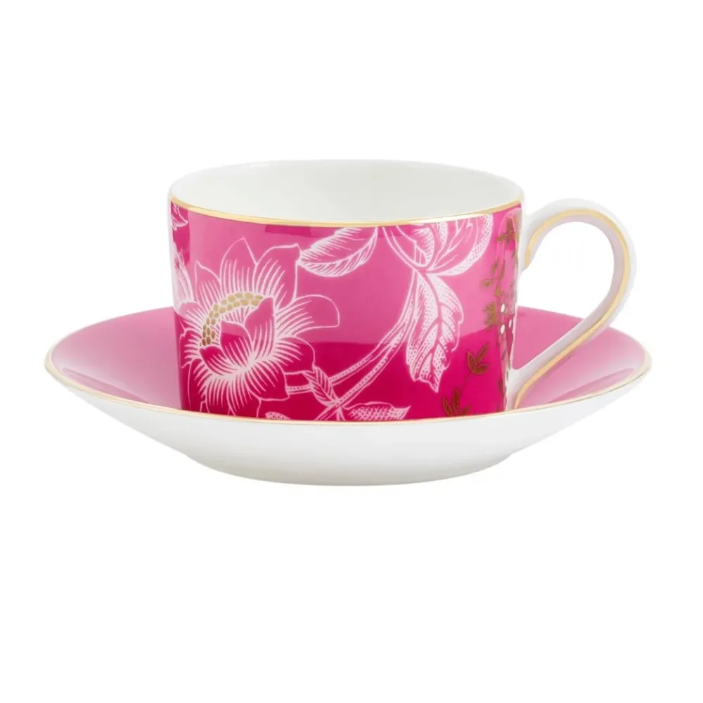 Wedgwood Teacups & Saucers|Wonderlust Pink Tonquin Teacup & Saucer