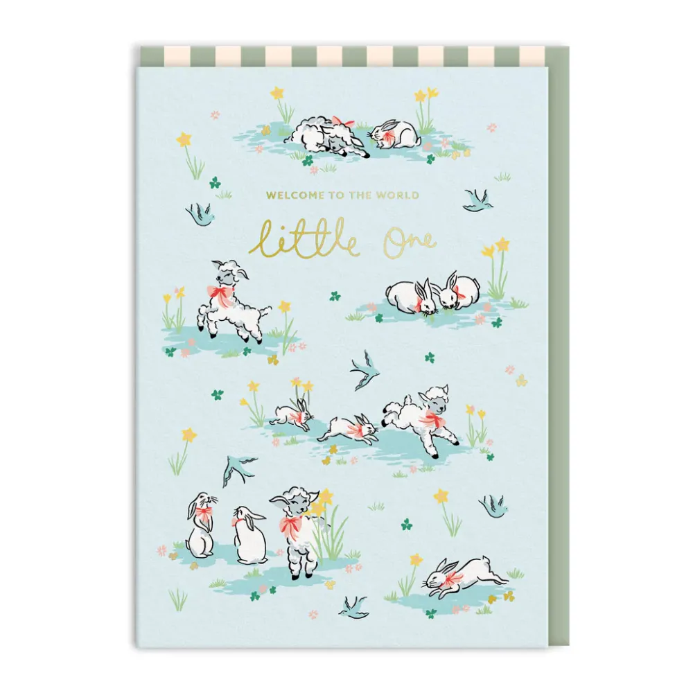 Greeting Cards|Welcome Little One Lambs Card