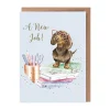 Wrendale Greeting Cards|'A Paw-some New Job' Dachshund New Job Card