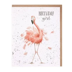 Wrendale Greeting Cards|'Birthday Girl' Flamingo Birthday Card