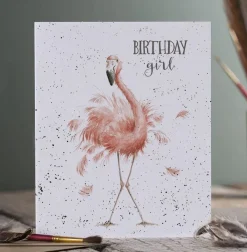 Wrendale Greeting Cards|'Birthday Girl' Flamingo Birthday Card