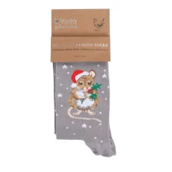 Wrendale Socks|'Christmouse' Mouse Grey Women's Socks