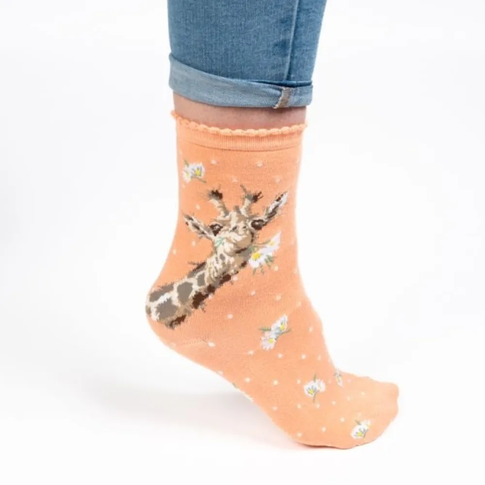 Wrendale Socks|'Flowers' Giraffe Women's Socks
