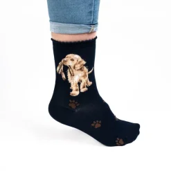 Wrendale Socks|'Hopeful' Labrador Navy Women's Socks
