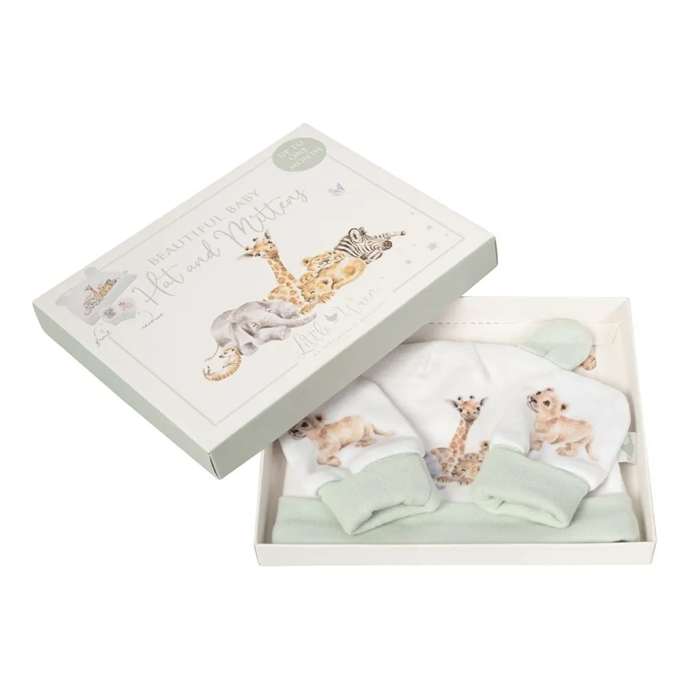 Wrendale Childrenswear|Little Savannah Baby Hat & Mitten Set