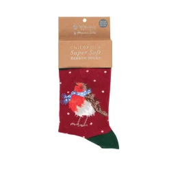 Wrendale Socks|Childrenswear|'Season's Tweetins' Robin Children's Large Sock