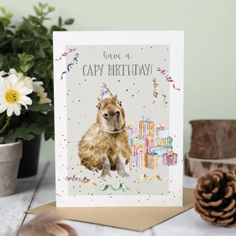 Wrendale Greeting Cards|'The Happy-Bara' Capybara Birthday Card
