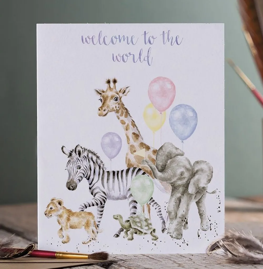 Wrendale Greeting Cards|'Welcome to the World' Wild Animal New Baby Card
