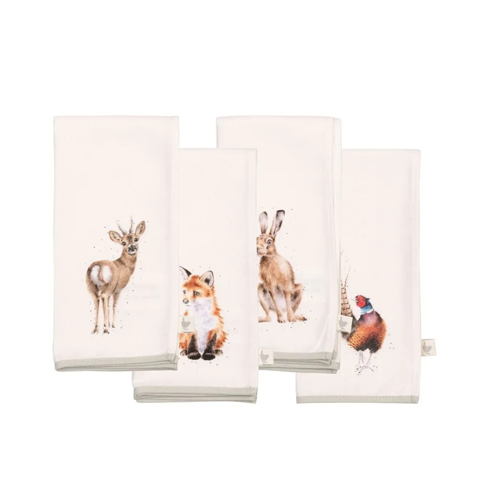 Wrendale Cotton Napkins|'Woodlanders' Woodland Animal Cotton Napkin Set